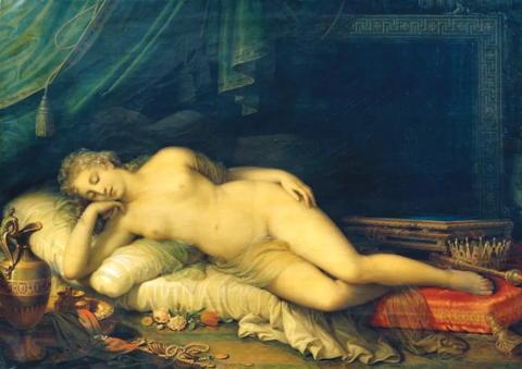 Emilie Kraus als Venus in einem Gemälde dargestellt